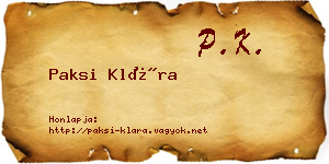 Paksi Klára névjegykártya